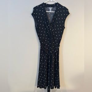 H&M Black with White Dots Sleeveless Wrap Dress Size Small